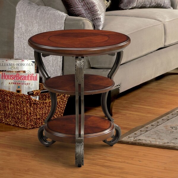 Furniture of America Raiz Cherry Finish 22-inch 2-shelf Side Table