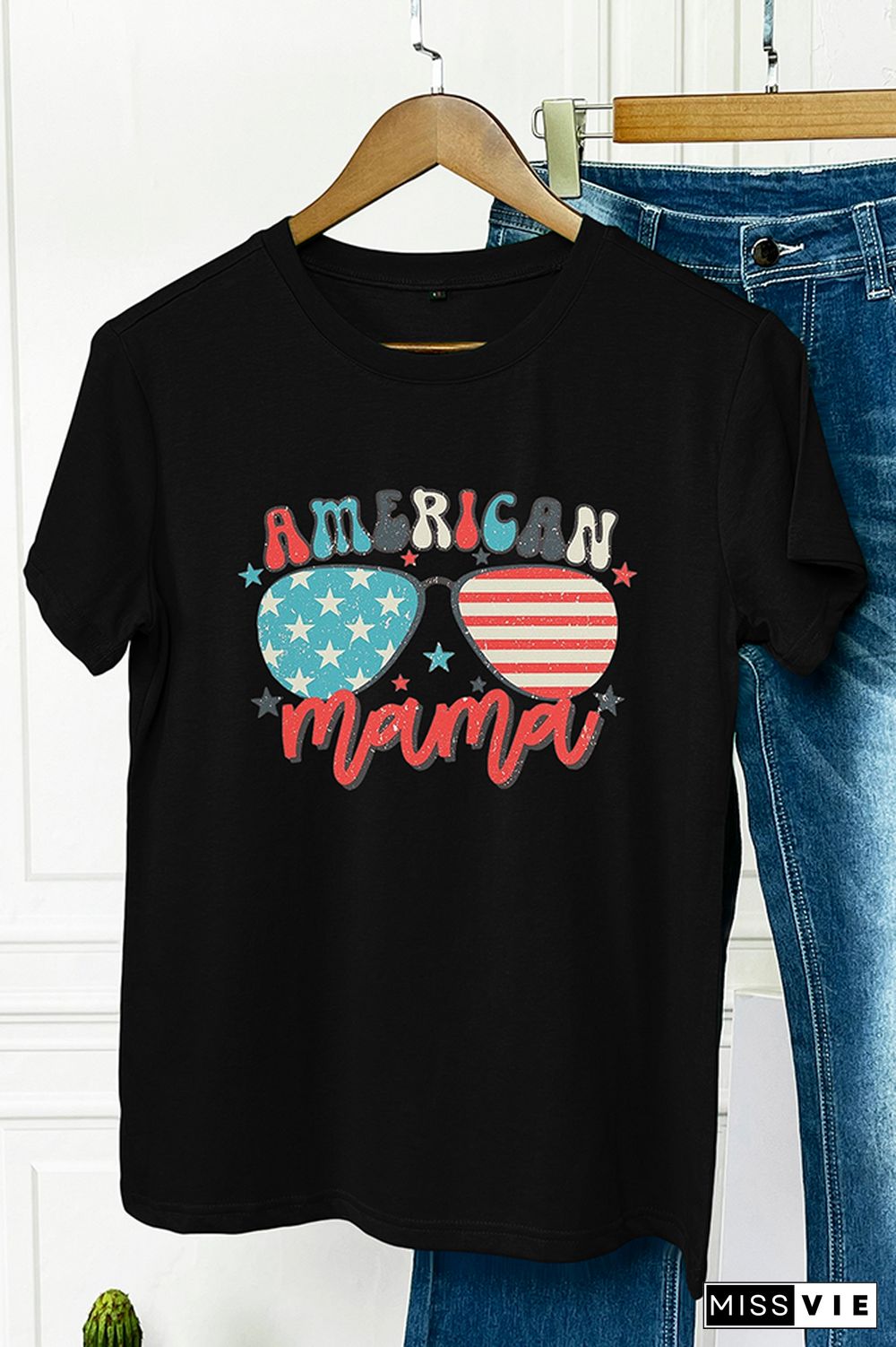 US Flag American Mama Graphic Tee Wholesale