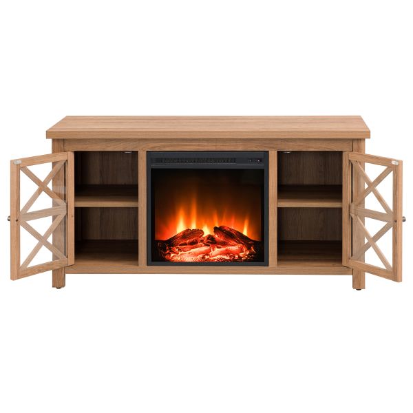 Colton Rectangular TV Stand with Log Fireplace for TV's up to 55