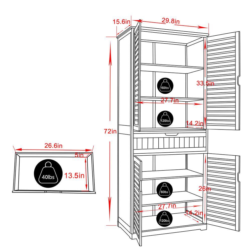 VEIKOUS 72 in. H Bamboo Kitchen Storage Pantry Cabinet Closet with Doors and Adjustable Shelves HP0405-07