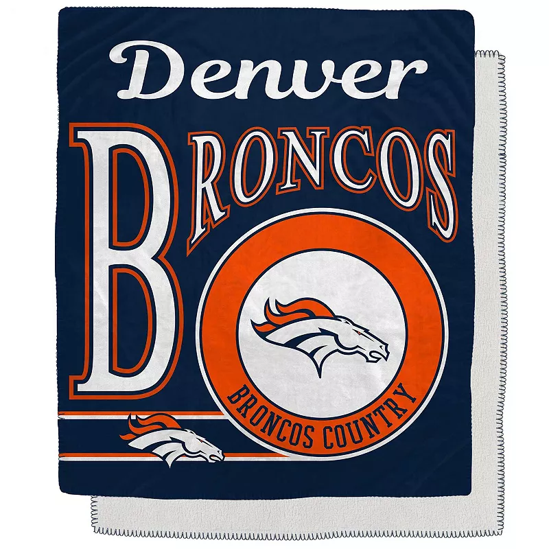 Denver Broncos 50 x 60 Retro Emblem Flannel Fleece Sherpa Blanket