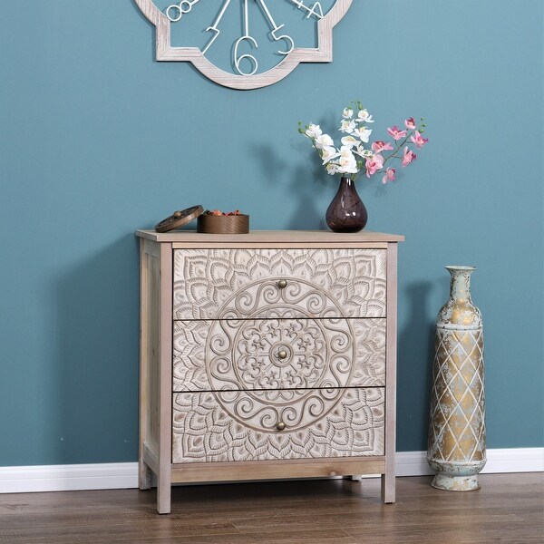 Sophia and William Accent Console Table 3- drawer Storage Floor Cabinet