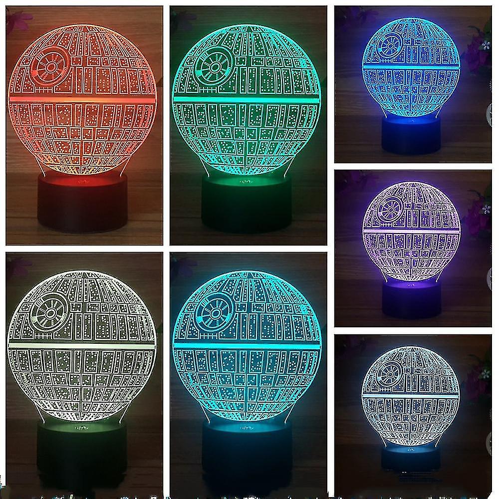 3d Optical Illusion Lamp Led Night Light， Usb Touch Star Wars Death Star 3d Small Table Lamp Black Base