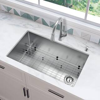 Glacier Bay All-in-One Undermount Stainless Steel 31 in. Kitchen Sink VUR3118A1PA1