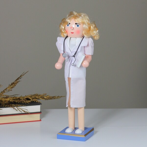 15Inch Wooden Nurse Christmas Nutcracker with Stethoscope