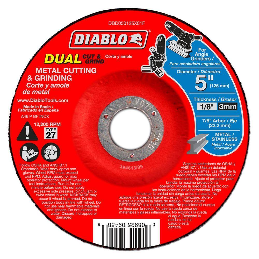 DIABLO 5 in. x 18 in. x 78 in. Dual Metal Cutting and Grinding Disc with Type 27 Depressed Center (10-Pack) DBD050125X01F010