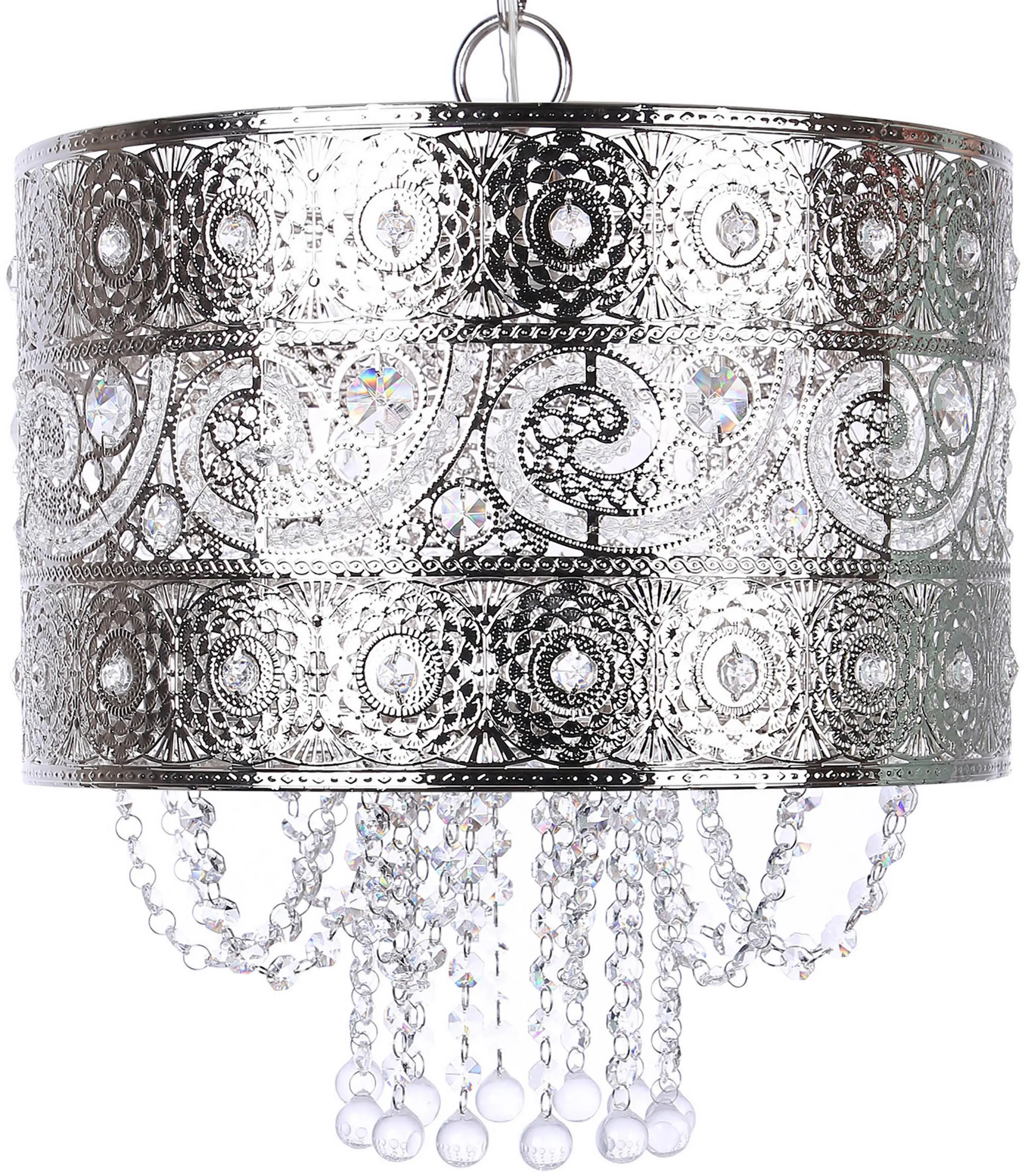 Tangier Nickel Pendant Light with Crystal Dangles