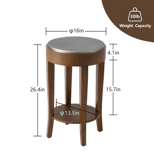 COSIEST 2-Tier Round Accent End Table with Shelf， Bedside Table