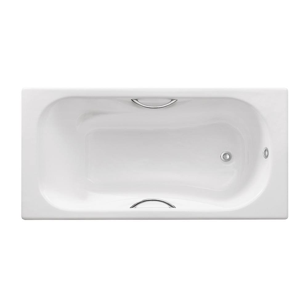 Streamline 63 in. Cast Iron Rectangular Drop-in Bathtub in Glossy White with Polished Chrome External Drain and Tray R5581CH