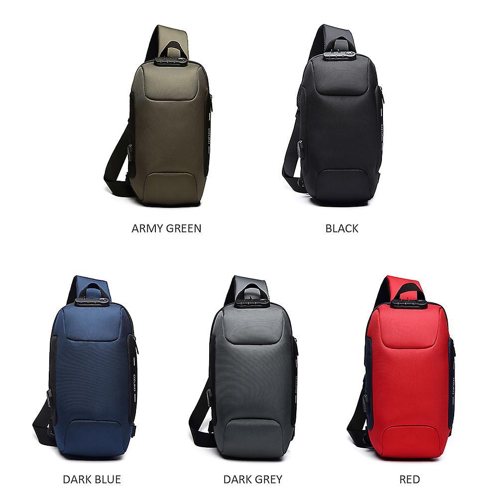 Men Outdoor Shoulder Bag Water-resistant Oxford Cloth Chest Pack Fashion Burglarproof Chest Bag