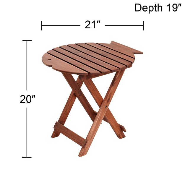 X 19 quot Set Of 2 Natural Folding Slat Fish Tabletop For Spaces Patio Balcony