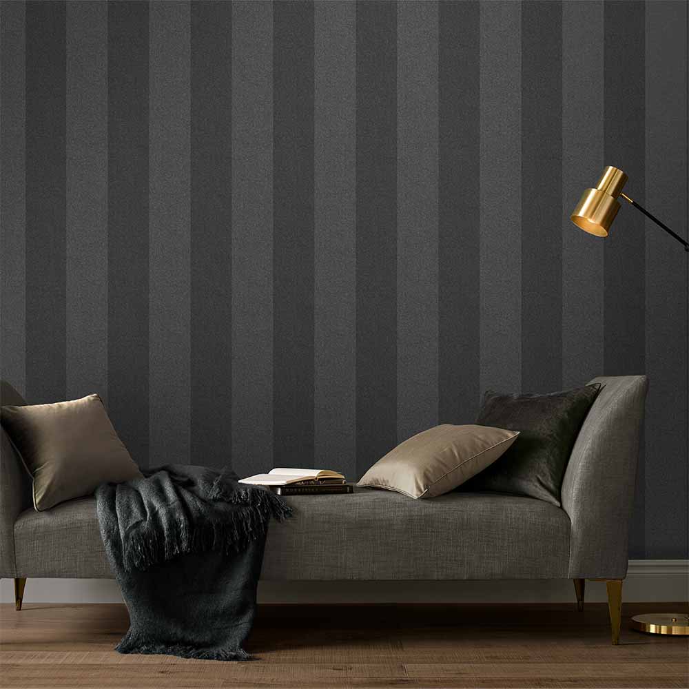 Heritage Stripe Wallpaper in Charcoal