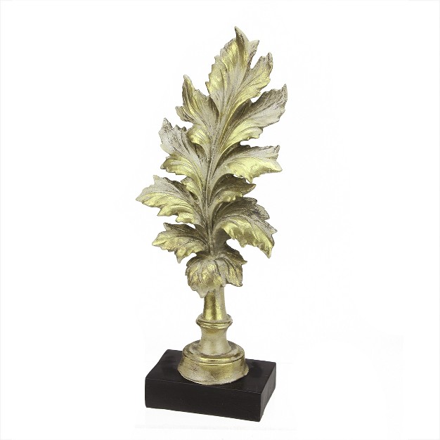 Rich Elegance Distressed Gold Leaf Finial With Black Base Christmas Decoration