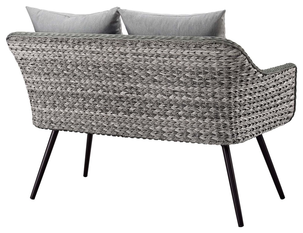 Modern Outdoor Lounge Loveseat Sofa  Rattan Wicker Aluminum Metal  Gray   Tropical   Outdoor Loveseats   by House Bound  Houzz