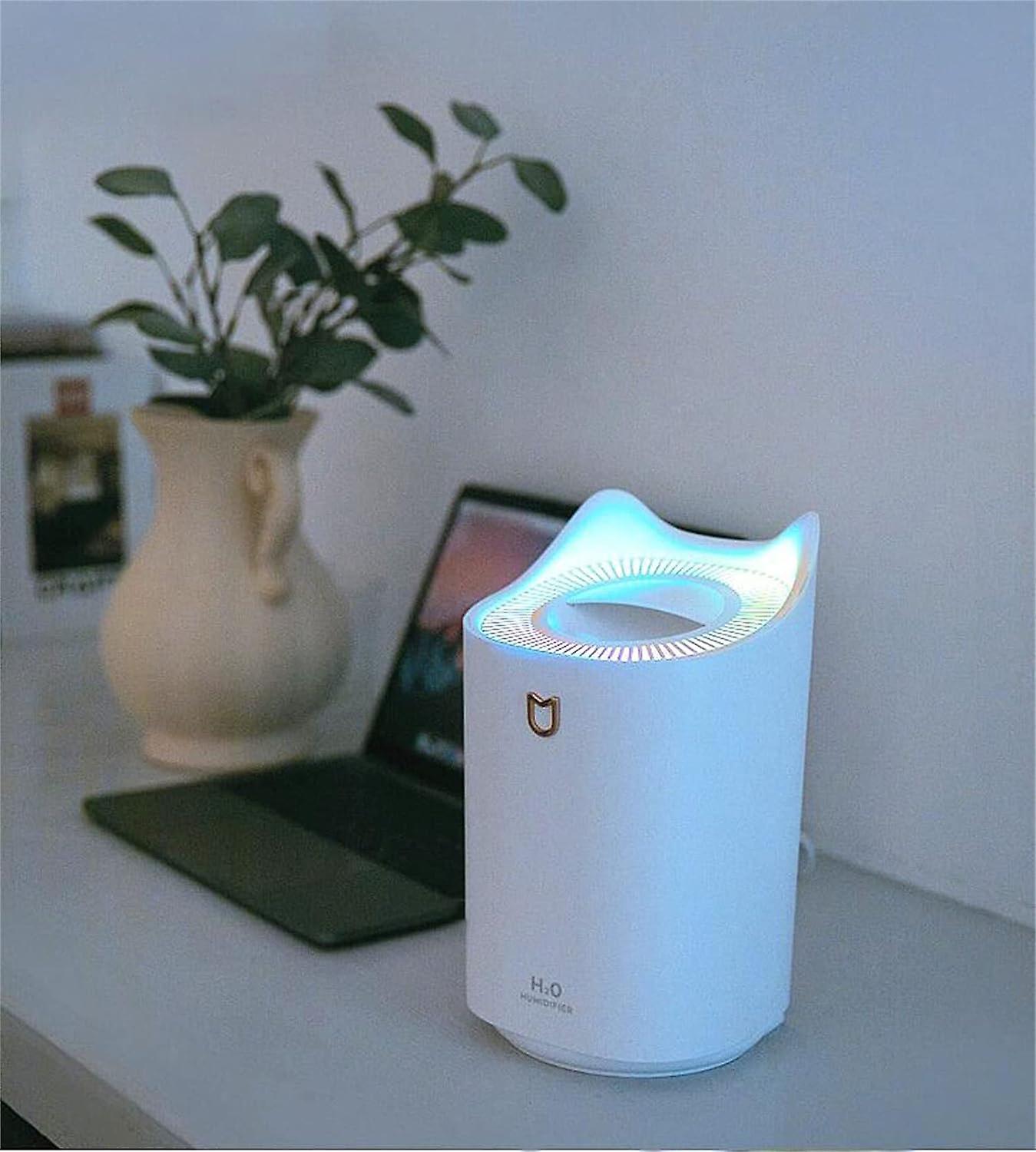 Ultrasonic Led Light Humidifier - Essential Oil Diffuser - Air Humidifier For Bedroom Or Car - 3000 Ml - Double Nozzle - Fresh Mist - Usb Humidifier -