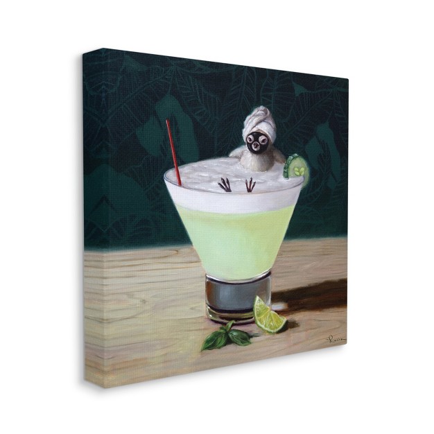 Stupell Industries Bird Bathing In Cucumber Martini Funny Animal