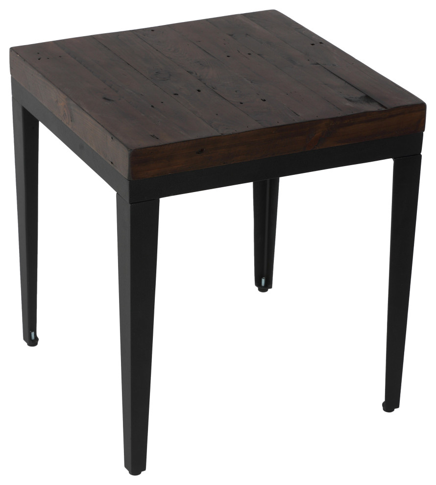 Cortesi Home Omaha End Table  Solid Wood and Metal  20 quot  Industrial   Side Tables And End Tables   by CozyStreet  Houzz