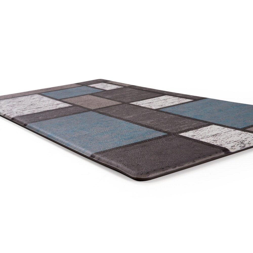 World Rug Gallery Contemporary Modern Boxes Anti Fatigue Standing Mat