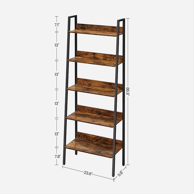 BreeBe Brown and Black 5-Tier Storage Ladder Shelf