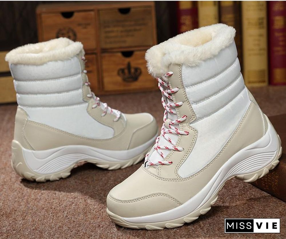 Women Boots Waterproof Winter Snow Boots Platform Warm Ankle Winter Boots With Thick Fur