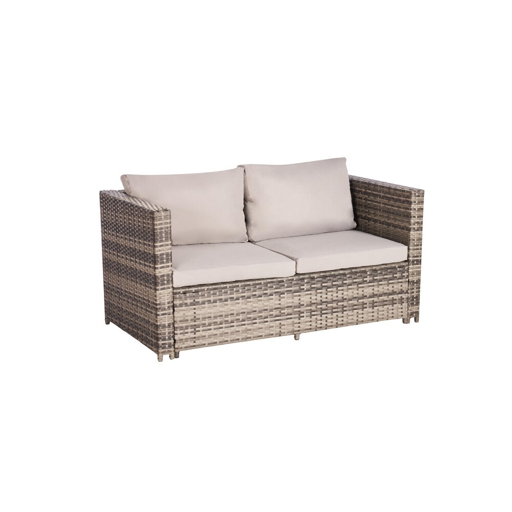 6 pieces Outdoor Furniture Product Rattan Sofa and Table Set Cushion Outdoor Garden Rattan Table  for Garden Patio  Porch