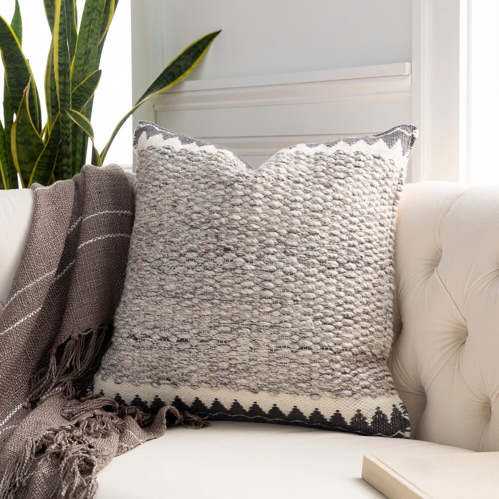 The Curated Nomad Taber Heathered Wool 18 inch Throw Pillow Cover