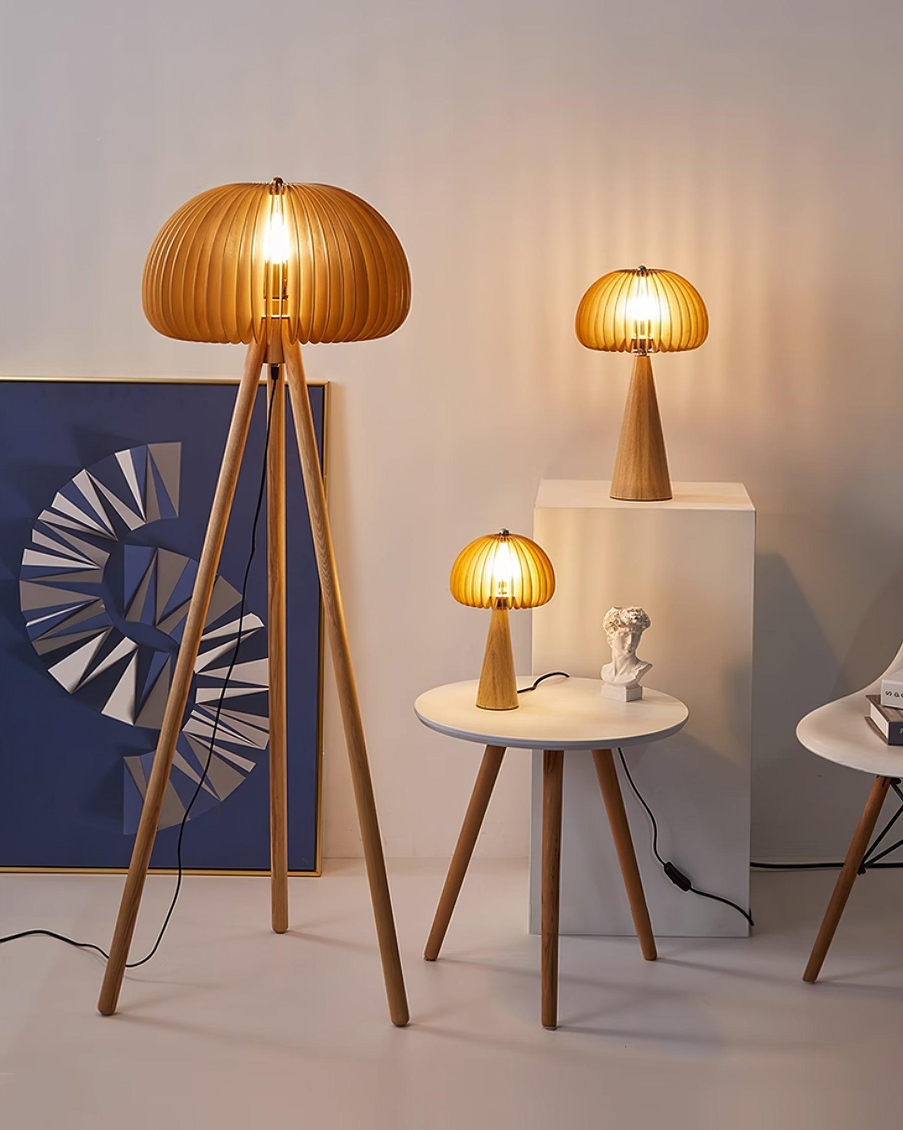 Wooden Pumpkin Floor Lamp