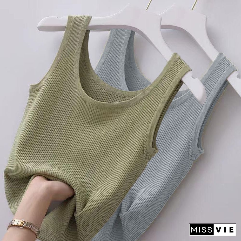 Elastic Tank Top Women Sleeveless Base Shirt Running Vest Workout Womens Self Cultivation Outer Wear Thin Crop Women Camisole