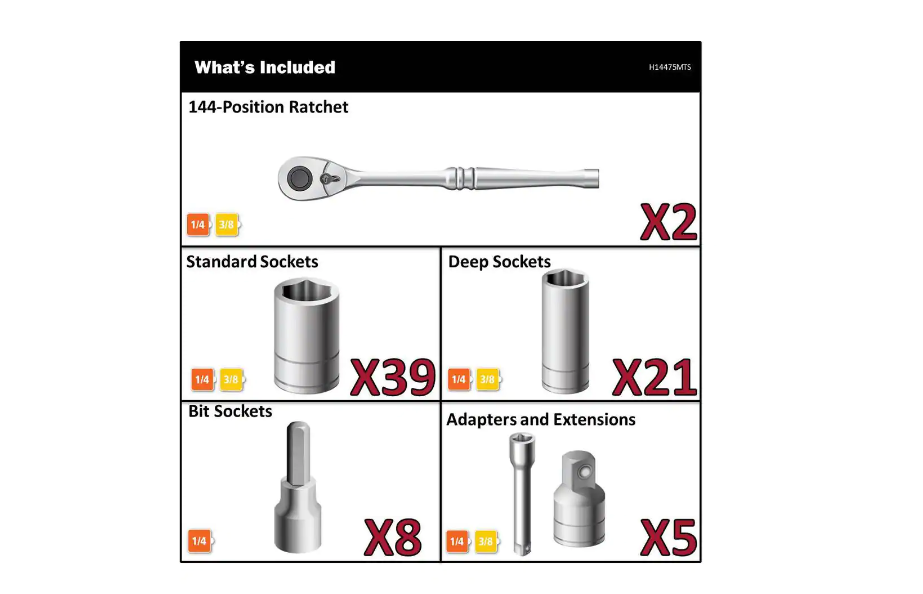 Husky H14475MTS 144-Tooth Mechanics Tool Set (75-Piece)