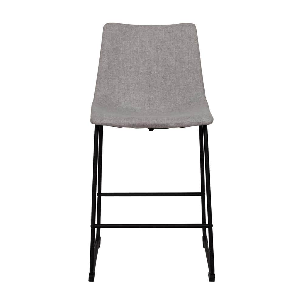 CORLIVING Asahi 25.5 in. Light Grey Wood Bar Stools, (Set of 2) DGY-223-B