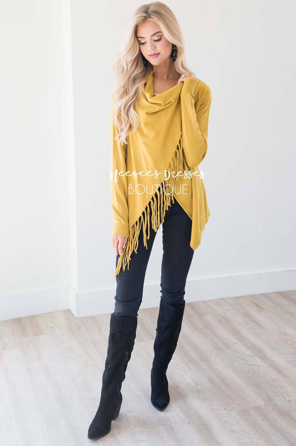 New Stories Fringe Wrap Sweater