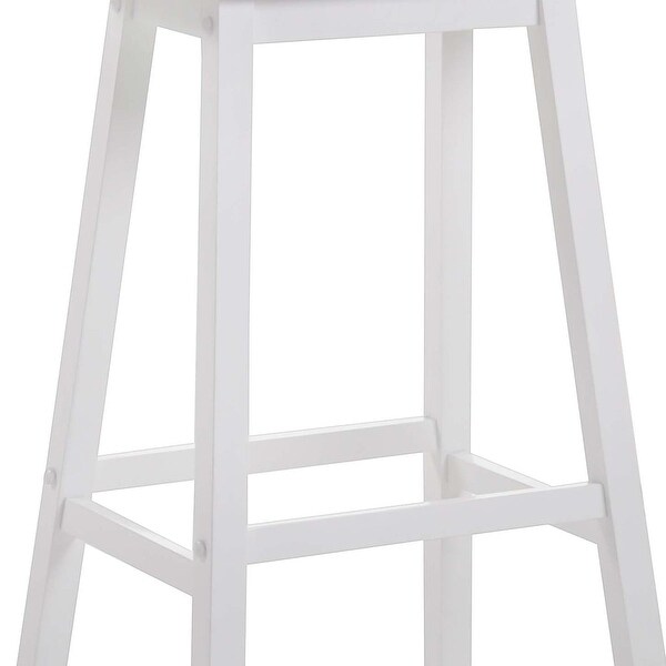 Wooden Bar Height Stools With Saddle Seat， White (Set of 2) - 29 H x 16.14 W x 17.91 L Inches