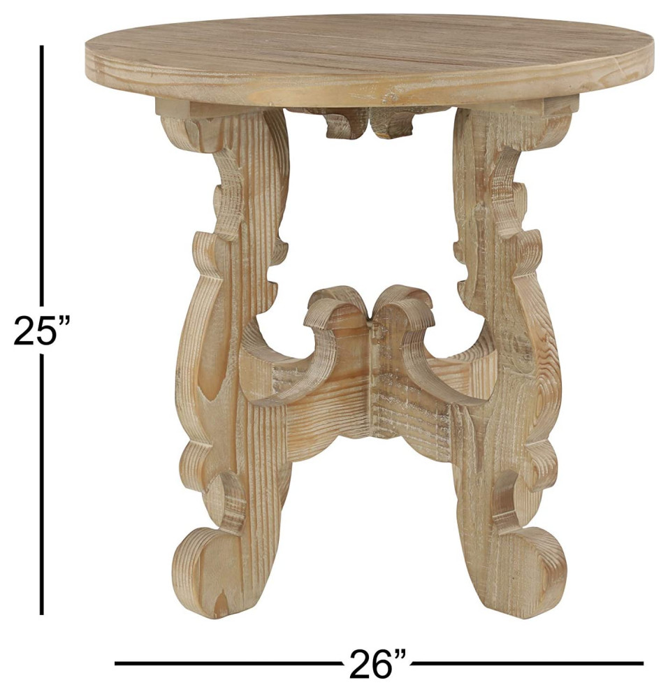 French Country End Table  Pine Wood Construction With Carved Scalloped Base   Transitional   Side Tables And End Tables   by Declusia  Houzz