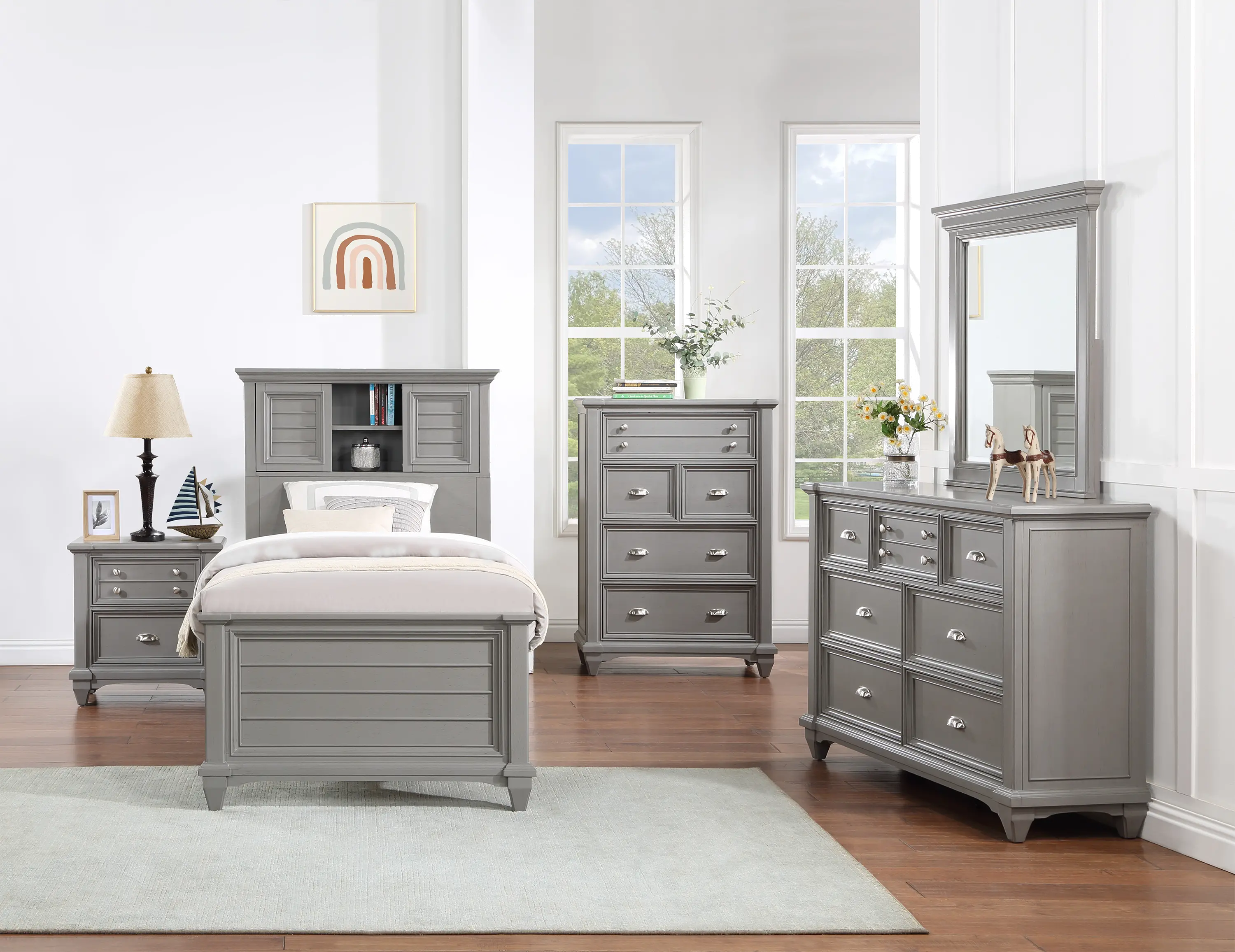 Harbor Hut Gray 5 Piece Twin Bedroom Set