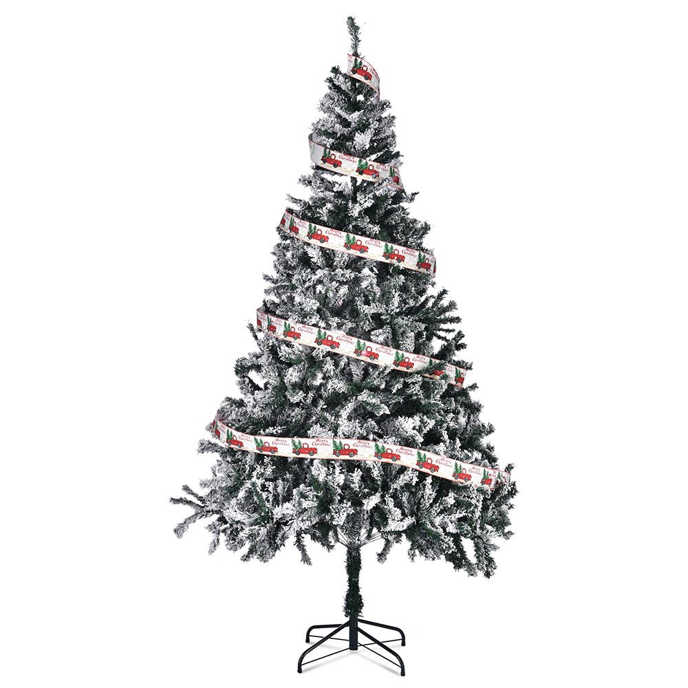 Yescom Flocked Christmas Tree White (7.5ft, 5ft, 3ft Options)