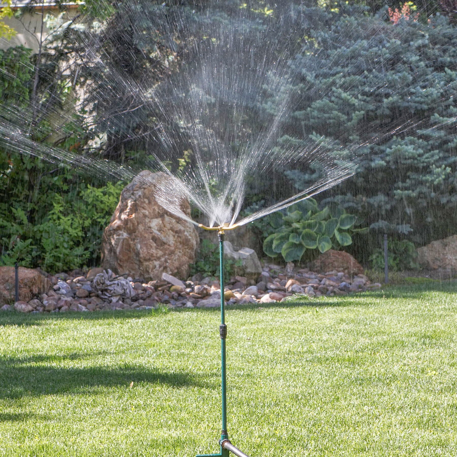 Orbit Irrigation 3-Arm Rotating Sprinkler on Telescoping Step Spike