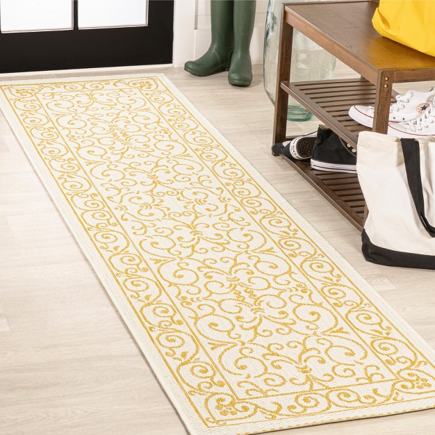 Charleston Vintage Filigree Textured Weave Indoor outdoor Area Rug Jonathan Y