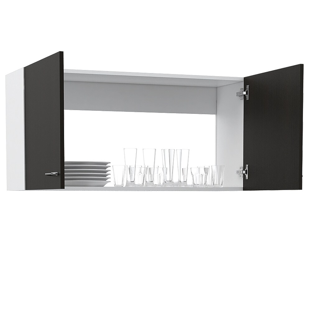 Wall Cabinet Toran  Two Shelves  Double Door  Black Wengue Finish High quality and durable