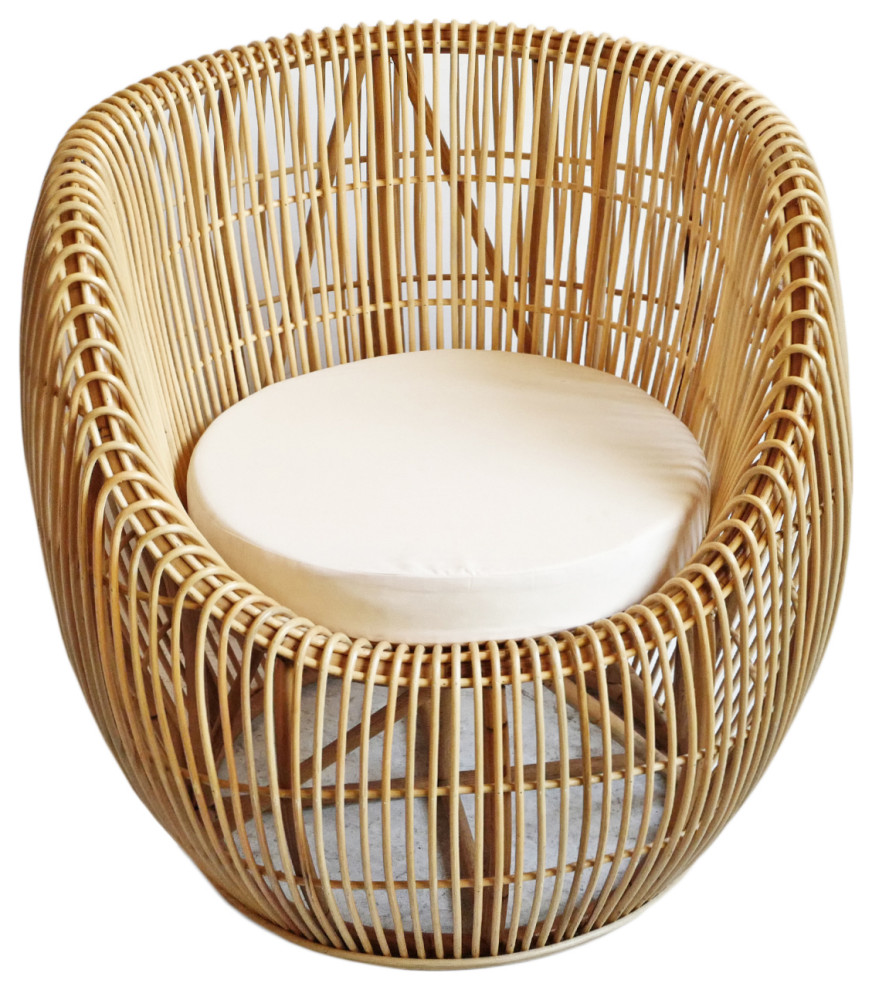 Rattan Bamboo Barrel Chair   Tropical   Outdoor Lounge Chairs   by Design Mix Furniture  Houzz