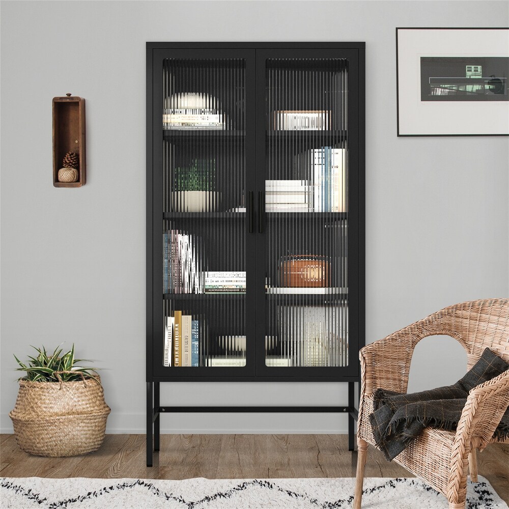 Double Glass Door Storage Cabinet