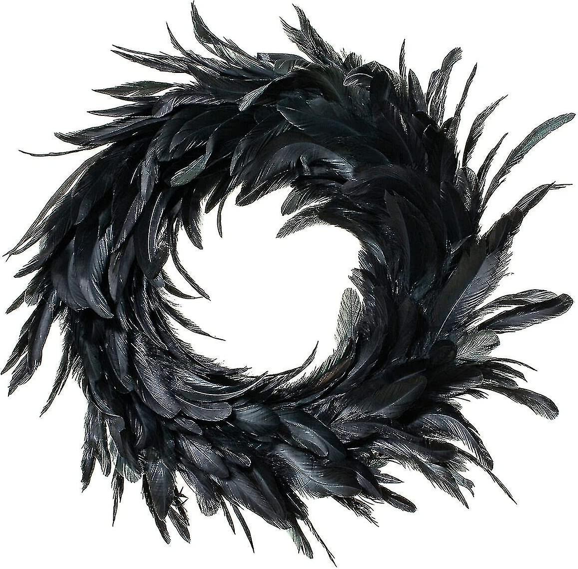 18 Inch Black Feather Wreath，christmas Decoration，thanksgiving Artwork