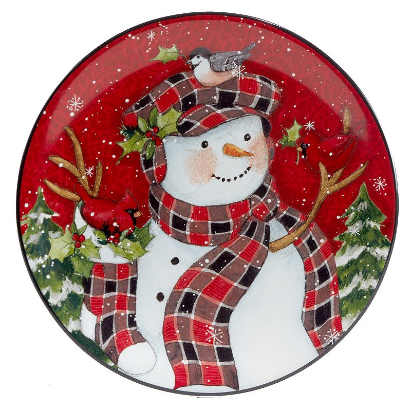 Certified International Christmas Lodge Snowman 4-pc. Dessert Plate Set