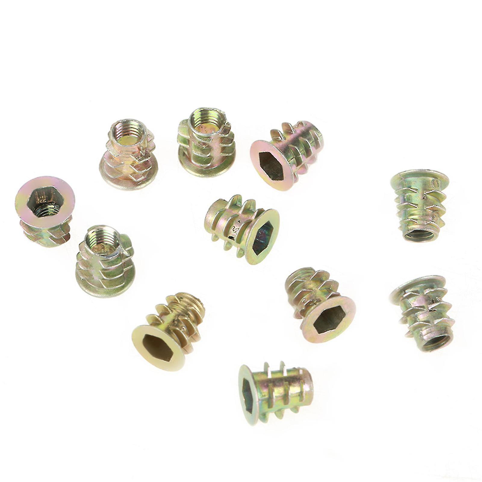 50Pcs M5*10mm Zinc Alloy Hex Drive Head Furniture Nuts Threaded for Wood Insert