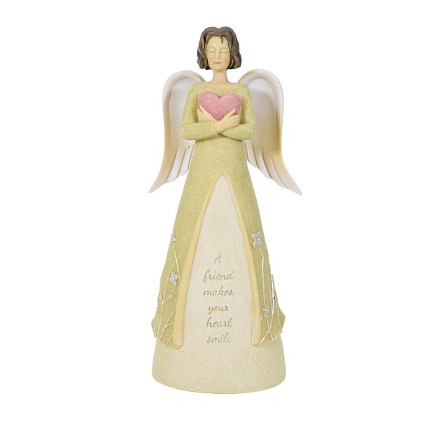 Foundations Friend Angel One Figurine 7 5 Inches Heart Smile Figurine 6011539 Polyresin Green