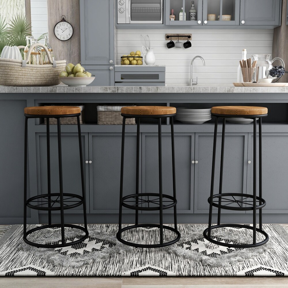 Lodz Rustic Metal Round Barstools (Set of 2) by Furniture of America