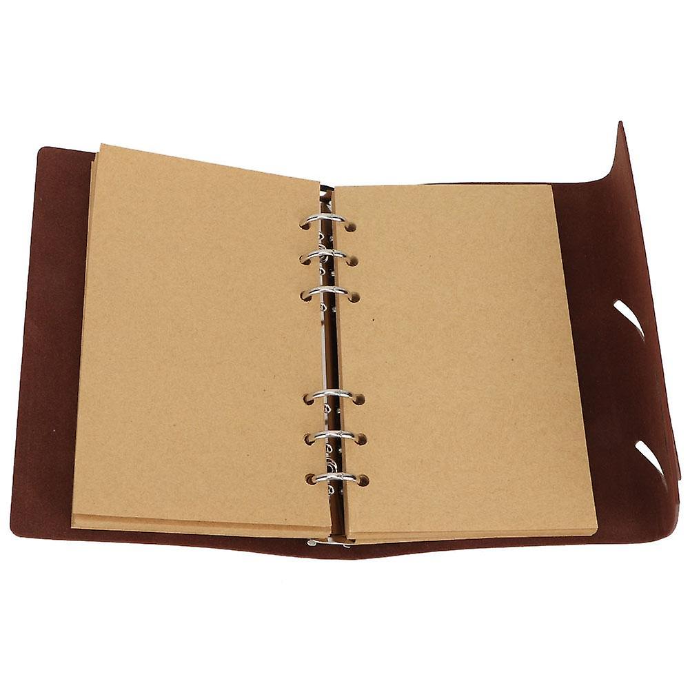 Vintage Retro PU Leather Loose-leaf Notebook Notepad for Journal Writing Note Taking (Brown)