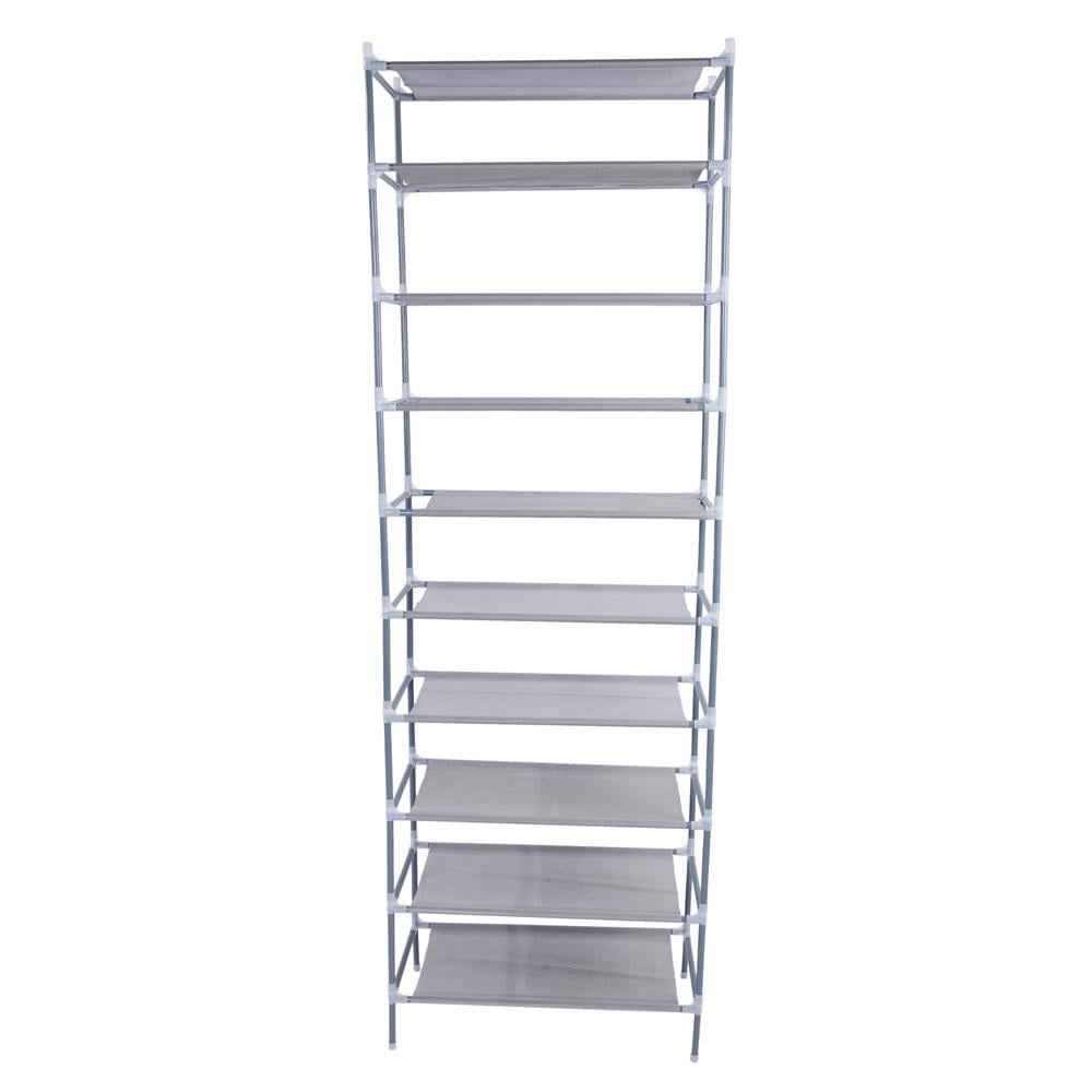 Zimtown 10 Layers Shoe Rack Shelf 30 Pairs Shoe Storage Organizer for Entryway Living Room Bedroom， Gray