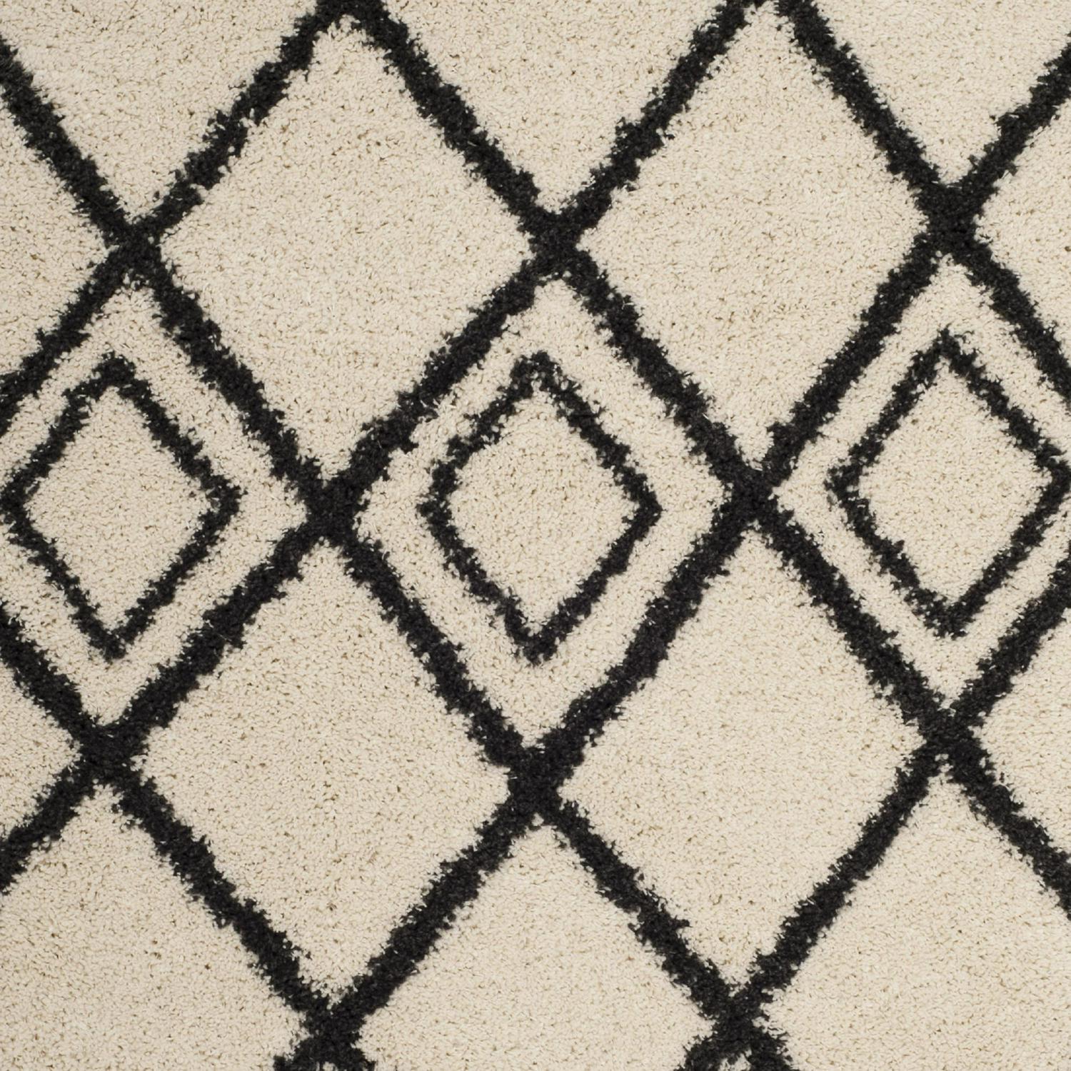 SAFAVIEH Moroccan Fringe Kingston Geometric Shag Area Rug Cream