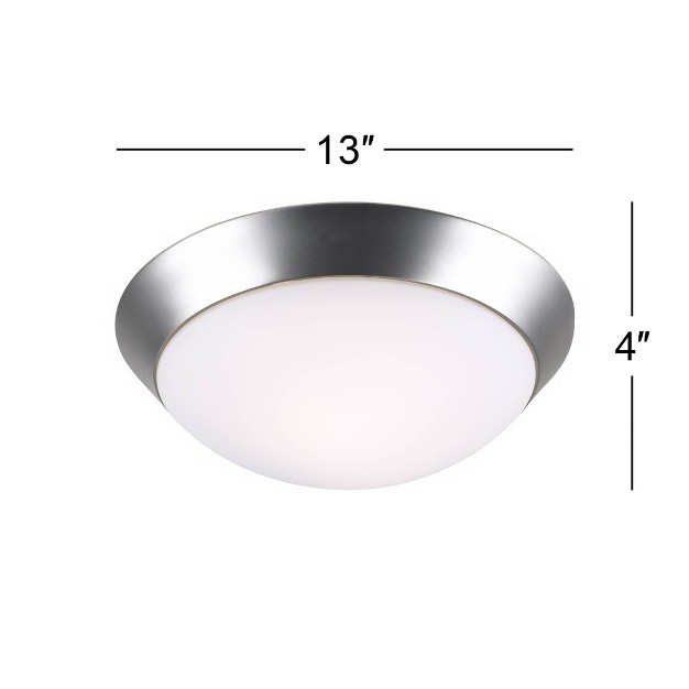 Wide Brushed Nickel 2 light Frosted Glass Dome Shade For Bedroom Kitchen Living Room Hallway