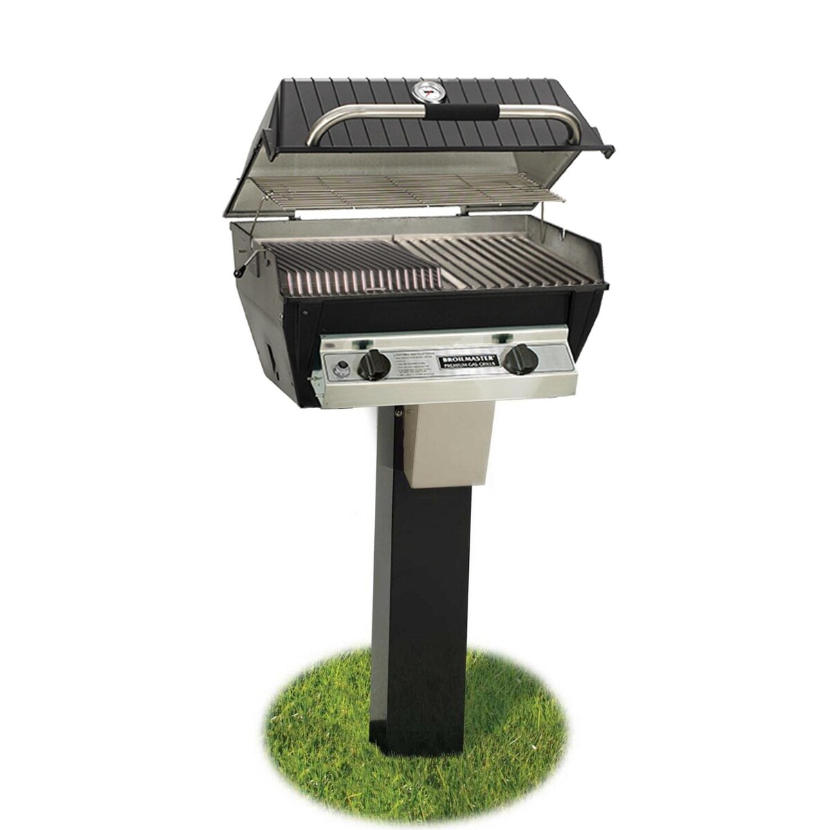 Broilmaster R3BN Infrared Combination Natural Gas Grill On Black In-Ground Post